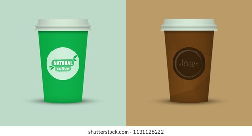Coffee cup to go. coffee cups set collection