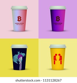 Coffee cup to go. coffee cups set collection