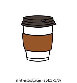 coffee cup to go doodle icon, vector illustration