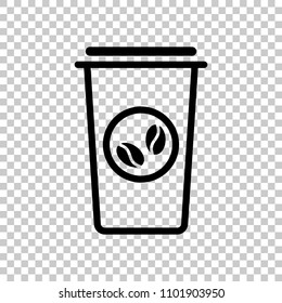Coffee cup, coffee to go. Simple linear icon, thin outline. On transparent background.