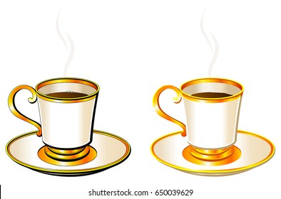 Coffee cup with gold border.