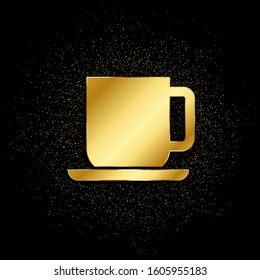 Coffee cup gold, icon. Vector illustration of golden particle