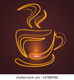 Coffee, cup, gold, vector