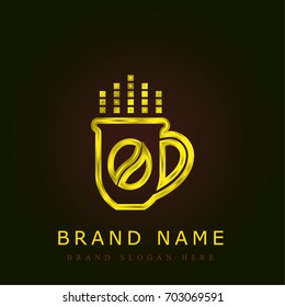 Coffee cup golden metallic logo