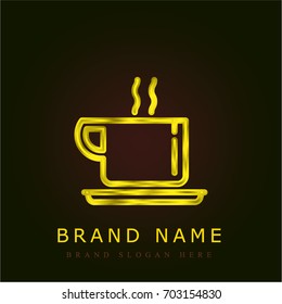 Coffee cup golden metallic logo