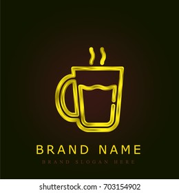 Coffee cup golden metallic logo
