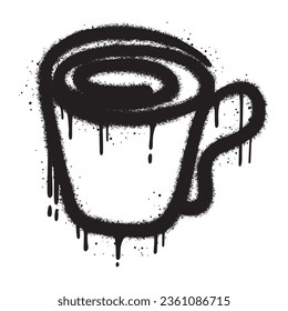 coffee cup graffiti with black spray paint.vector illustration.