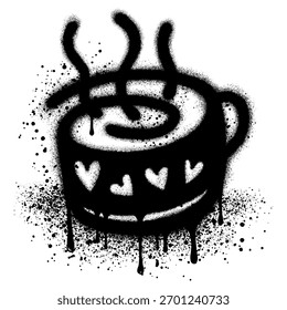 Kaffeetasse Graffiti mit schwarzer Sprühfarbe. Vektorgrafik.