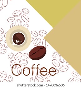 Coffee cup, coffee grains, breakfast concept. Drinks menu for restaurant, vector background. - Shutterstock ID 1470036536