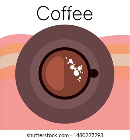 Coffee cup, coffee grains, breakfast concept. Drinks menu for restaurant, vector background.