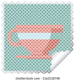 coffee cup graphic square sticker stamp