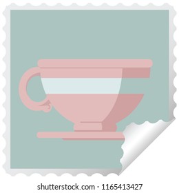 coffee cup graphic square sticker stamp