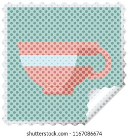 coffee cup graphic square sticker stamp
