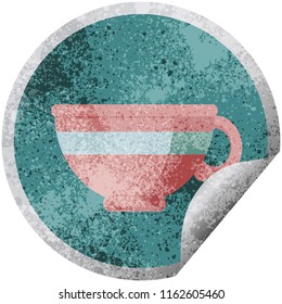 pegatina circular de ilustración vectorial gráfica de taza de café