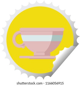 estampilla de pegatinas redondas de ilustración vectorial de taza de café