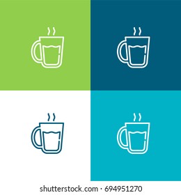 Coffee cup green and blue material color minimal icon or logo design