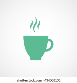 Coffee Cup Green Flat Icon On White Background