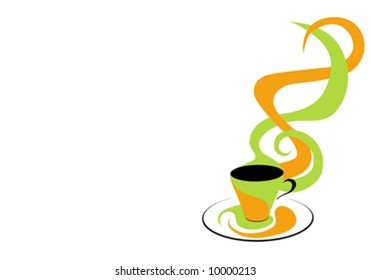 Coffee cup green and orange.