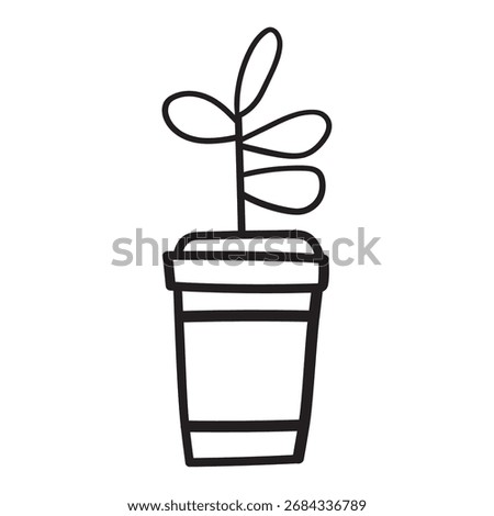 Coffee Cup with Growing Plant. Small Business Saturday flat vector illustration for cafe branding, white background.