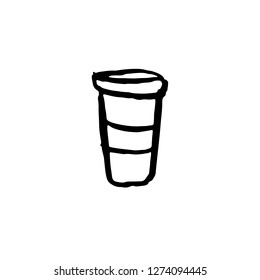 Coffee cup grunge icon. Vector cardboard mug.