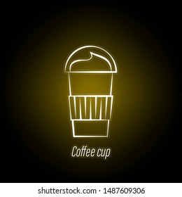 coffee cup hand draw neon icon. Element of coffee illustration icon. Signs and symbols can be used for web, logo, mobile app, UI, UX