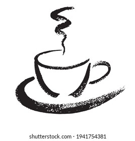 Coffee cup . Hand drawn brush sketch. Vector illustration