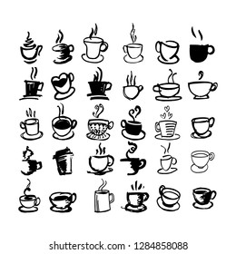 Coffee. Cup Hand Drawn. Cafe Illustration. Rough Sketch. Icon Vector. Eps 10.