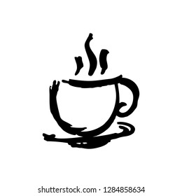 Coffee. Cup Hand Drawn. Cafe Illustration. Rough Sketch. Icon Vector. Eps 10.