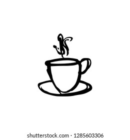 Coffee. Cup Hand Drawn. Cafe Illustration. Rough Sketch. Icon Vector. Eps 10.