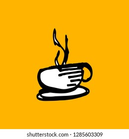 Coffee. Cup Hand Drawn. Cafe Illustration. Rough Sketch. Icon Vector. Eps 10.