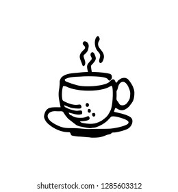 Coffee. Cup Hand Drawn. Cafe Illustration. Rough Sketch. Icon Vector. Eps 10.