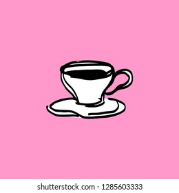 Coffee. Cup Hand Drawn. Cafe Illustration. Rough Sketch. Icon Vector. Eps 10.