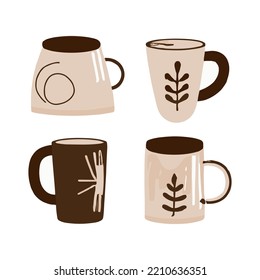 Juego de diseño dibujado por mano, estilo doodle. Ilustración de estilo escandinavo. Aislado sobre fondo blanco. Ilustración vectorial de moda dibujada a mano. 