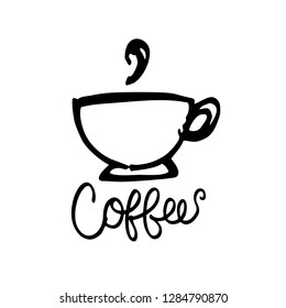 Coffee Cup Hand Drawn. Illustration Rough Sketch. Icon Vector. Eps 10.