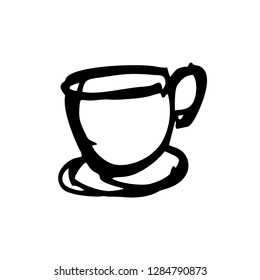 Coffee Cup Hand Drawn. Illustration Rough Sketch. Icon Vector. Eps 10.