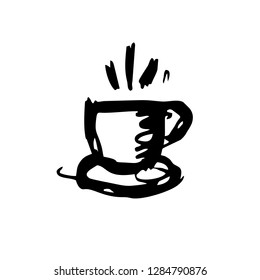 Coffee Cup Hand Drawn. Illustration Rough Sketch. Icon Vector. Eps 10.