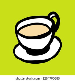 Coffee Cup Hand Drawn. Illustration Rough Sketch. Icon Vector. Eps 10.