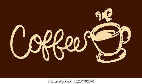 Coffee Cup Hand Drawn. Illustration Rough Sketch. Icon Vector. Eps 10.