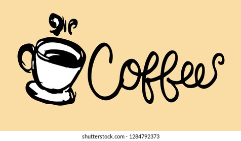 Coffee Cup Hand Drawn. Illustration Rough Sketch. Icon Vector. Eps 10.