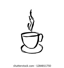 Coffee Cup Hand Drawn. Illustration Rough Sketch. Icon Vector. Eps 10.