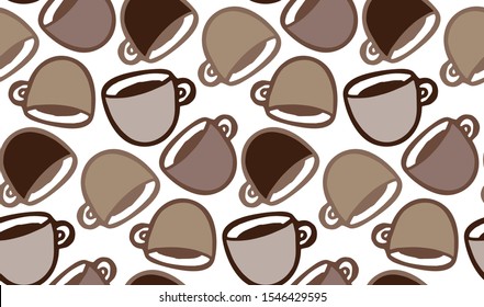 Coffee cup hand drawn pattern background wallpaper. Coffee art