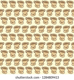 Coffee Cup Hand Drawn. Seamless Pattern. Illustration Rough Sketch. Icon Vector. Eps 10.