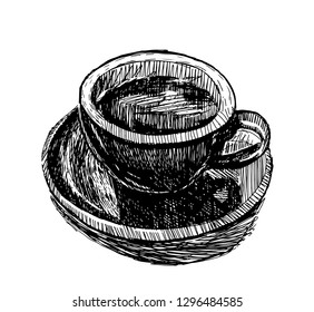 Coffee cup  hand drawn vector illustration. Hot drinks 