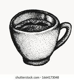 coffee cup hand drawn vector illustration clip art in vintage stippling style. Isolated element foryour creative projects