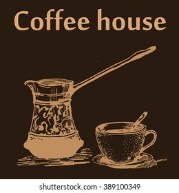 Coffee cup hand drawn. Vector Illustration