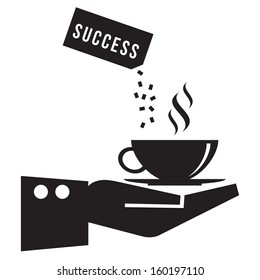 Coffee cup in hand  fill with success,vector format
