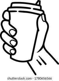 coffee cup in hand flat icon isolated on white background