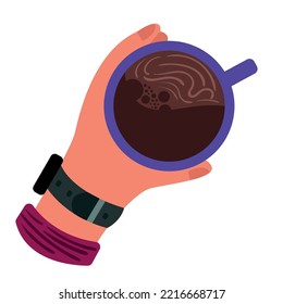 coffee cup in hand icon isolated style