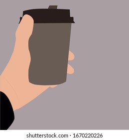 Coffee cup in hand, illustration, vector on white background.