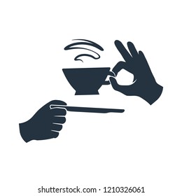 Coffee cup in hand isolated icon on white background, 400 coffee set, logo and sign